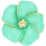 Green Hawaiian Hibiscus Swarovski Crystal Flower pin brooch and Pendant