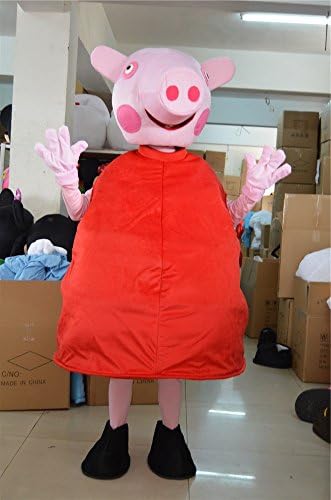 Gujin the New Peppa Pig Halloween Cartoon Character Costume Cosplay Mascot Custom (Pink, One size)