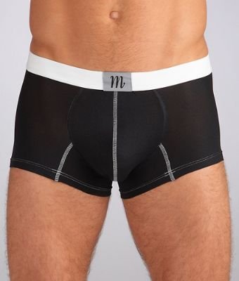 Mansilk Silk Knit Spandex Boxer Brief, M, Black
