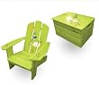 13761 Lohasrus Kids Patio Chair CC15002 + Kids Toy Chest 15016, Non-toxic green finished, Indoor or outdoor use for ages 2 to 5, Free Drawing Book