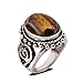 YAZILIND Vintage Antique Oval Cut Brown Tiger' Eye Retro Silver Plated Ring Women