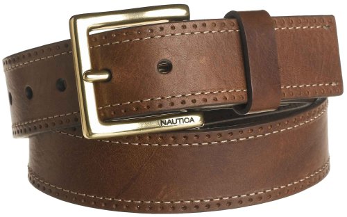 Nautica Men's 1  Italian Leather Bridge Edge Belt