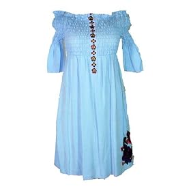 Buy 3J Workshop Emily Smocked Dress Chambray Blue Small by 3J Workshop