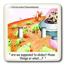 Londons Times Funny Cow Cartoons - Alien Cow Abduction - Light Switch Covers - double toggle switch