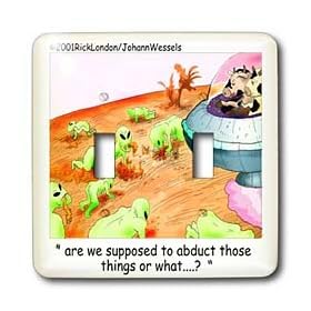Londons Times Funny Cow Cartoons - Alien Cow Abduction - Light Switch Covers - double toggle switch