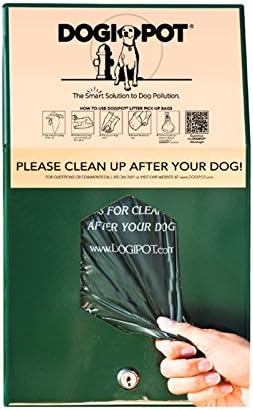 Dogipot1002HP-4 Junior Bag Dispenser with Header Pak Bags, Aluminum, Forest Green