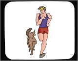 DECORATED MOUSE PAD WITH MAN, HUMAN, BODY, INDIVIDUALS, INDIVIDUAL, JOGGER, PERSONS, MAMMAL, RUNNING, HUMANS, PEOPLE, PET, ANIMAL, PERSON, DOG, FITNESS, CANINE