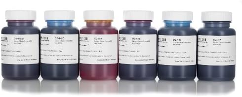 InkSupply D2 Dyebase (Epson Claria Compatible) 720ml (6 x 120ml/4oz Bottles) Inkjet Ink set (C,M,Y,Lc,Lm,K) _ Approx. 10 Refills Per Color