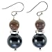 Handmade Black Pearl Drop Earrings With Brown