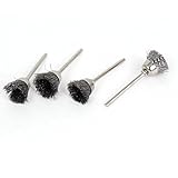 uxcell 研磨ブラシ　ブラシ研磨バフ　研磨ツール　４本入り　3mm　スチール　メタル