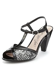 Faux Snakeskin Print High Heel T-Bar Sandals