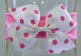Polka Dot Bow Baby Headband (Hot Pink Band/White & Hot Pink Bow)
