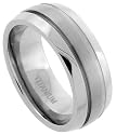 Titanium 8 mm (5/16") Band Satin Stripe Center with Beveled Edges