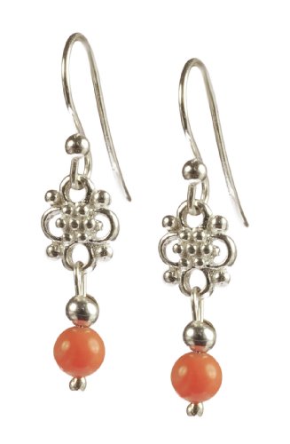 Coral and Sterling Silver Accent Earrings 41EgI%2B%2BsYuL Sterling Silver Jewelry: Coral and Sterling Silver Accent Earrings