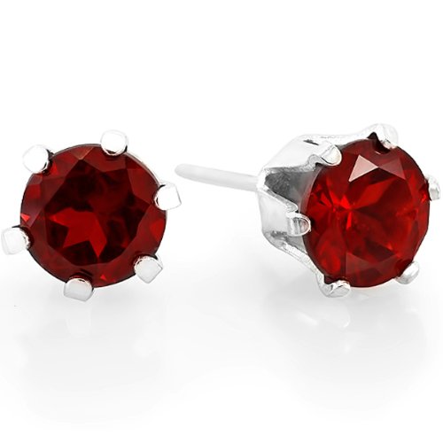 41EgIyqXxIL Sterling Silver Jewelry: 1.50 CT 6MM REAL NATURAL GENUINE ROUND SHAPE RED GARNET 925 STERLING SILVER STUDS EARRINGS