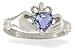 14K White Gold Genuine Heart Tanzanite Celtic Claddagh Ring