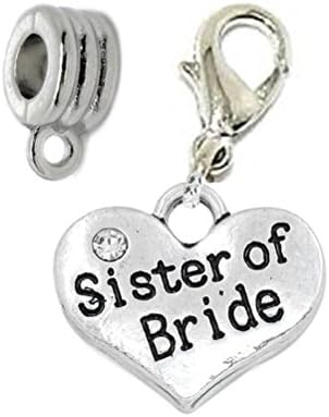 Silver Tone Sister of Bride Wedding Clip on European Charm Spacer Bead