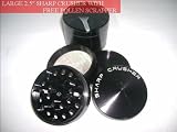 New Design 2010!! BLACK SHARP CRUSHER LARGE 4PCS Space CNC Aluminum Magnetic Pollen Herb Grinder