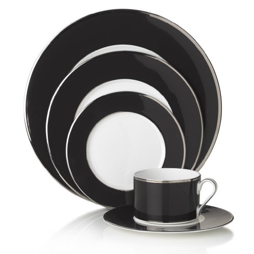 41EgQDiZndL Mikasa Color Studio Black Platinum 5 Piece Dinnerware Placesetting