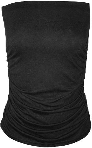 WearAll Women's Plain Ruched Bandeau Top