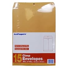 LePage's Clasp Envelopes, 10 x 13 Inch, 15 pack (GLD11524)