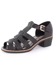 Shoes: Anne Michelle F10167 Womens Buckle Synthetic Leather Gladiator Sandals Black - 5
