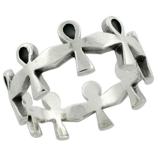Sterling Silver Ankh Cross Ring Link Series (Available in Sizes 6 to 10)