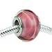 Murano Style Glass Lampwork Bead Fits Pandora Raspberry Cream Pink 14mm (1)
