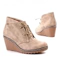 Damen Schuhe, STIEFELETTEN, KEIL BOOTS MIT SCHN�RUNG, AY-26, Synthetik in hochwertiger Leder Optik