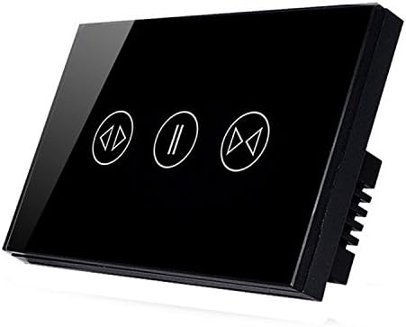 LXYUS US AU Standard Wireless RF Remote Control Curtain Switch for Automatic Electric Curtain with Crystal Panel and Back LED Indicator(Black, for Curtain)