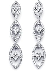 18k White Gold Diamond Marquise Dangle Earrings .60 ct (G Color, I1 Clarity)