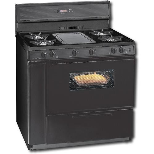 Premier SLK849B 36 Freestanding Gas Range, 4 Open Burners, Built-in Griddle, 3.9 cuft Manual Clean
