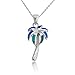 Sterling Silver Opal Palm Tree Pendant with 18
