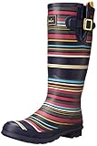 Joules Women's Welly Print Rain Boot, Navy Multi Stripe, 8 M US