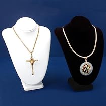 2 Piece Set Black White Jewelry Display Bust 7 1/2"H