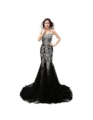 Crystal Sequined Crystals Satin/Tulle Sheath Mermaid Sweetheart Evening Dress 