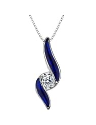 Sirena Diamond and Blue Ceramic Solitaire Pendant 1/10ct