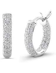 0.32 total carat Round Brilliant Cut Diamond Micro Pave Hoop Earrings in 14k Gold
