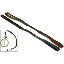 2 Black Brown Leather Pocket Watch FOB Holder Railroad
