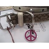COACH Mini Signature Collar with Gold Trim Leather & Engraveable Peace Charm 60339 Limited Edition - Medium (13.5"-16.5")