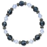 1928 Black-plated Light and Dark Blue Crystal Beaded Stretch Bracelet