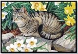Tabby's Garden Gray Tabby Cat Kitten Doormat Mat Rug