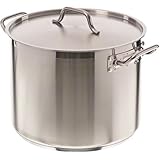 Update International SPS-24 SuperSteel 18/8 Stainless Steel Induction Ready Stock Pot with Cover, 24-Quart, Natural