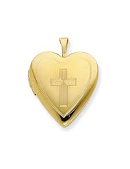 1/20 Gold Filled 20mm Cross Heart Locket - Chain Included