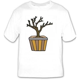 T-shirt with tree, Japan, bonsai, dwarfed, pot, tray, shrub, shallow, Asia