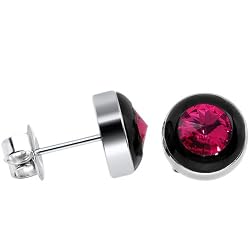 6mm Bezel January Birthstone Stud Earrings