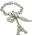 Gorgeous Eiffel Tower, Angel Wing & Purse Toggle Charm Bracelet with Crystals