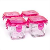 Glass Baby Food Containers with Raspberry Lid