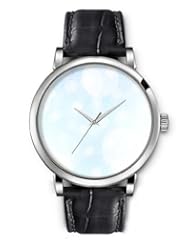 SPRAWL Aanalog Fashion Series Silver Ladies Watches of Genuine Black Leather Strap,Unique Wrist Watch for Women Girls Designed with white circles
