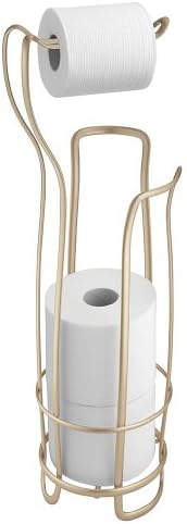 InterDesign Axis Free Standing Toilet Paper Holder for Bathroom - Pearl Champagne